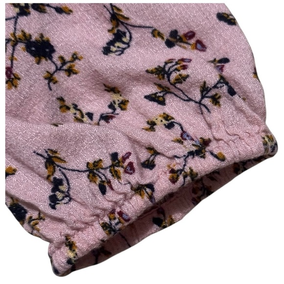 Lucky Brand Pink and Black Floral V-Neck Top with Flowing Sleeves Size S - Picture 7 of 12
